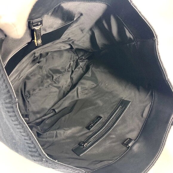 CHANEL CC CC Mark logo Vertical Tote Bag Shoulder Bag Knit / Leather Black - Picture 16 of 16